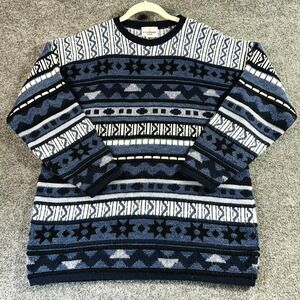 JJ Poole 3D Knit Sweater Men's Large Geometric Grandpa Coogi Vintage Made in USA